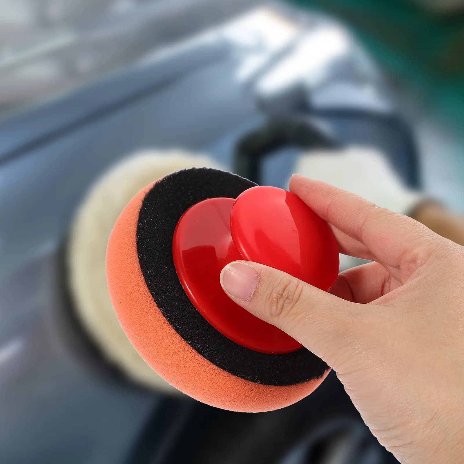 Set di 1 Spugna Lucidante Multiuso per Auto, Kit per Riparazione Carrozzeria e Applicazione Cera, Cuscinetto Lucidante Facile da Impugnare per Auto