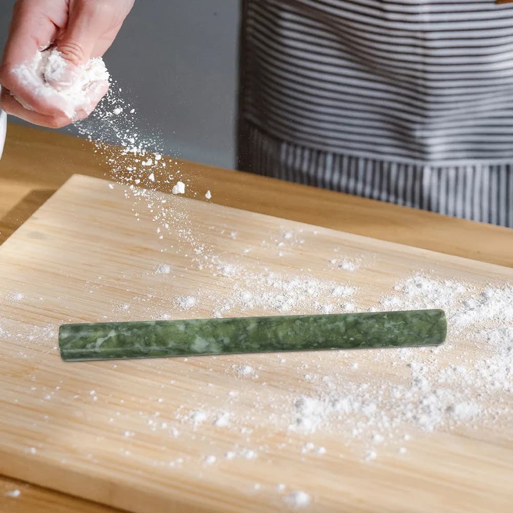 Set di 2 Mattarelli in Marmo di Giada, Rullo Antiaderente in Pietra Naturale, Ideale per Ravioli, Pizza, Pasta, Pasticceria, Fondente e Biscotti