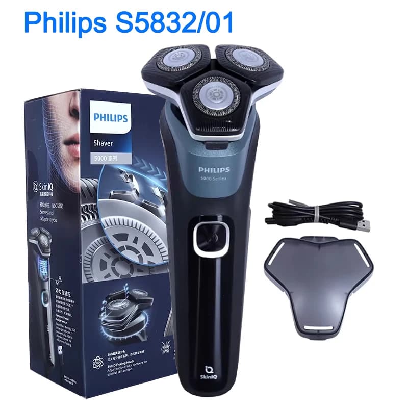 Philips Electric Shaver 5 Series S5832 Men 3 Blade Electric Shaver Shaver Body Washing for 1 Hour Fast Charging Beard Trimmer