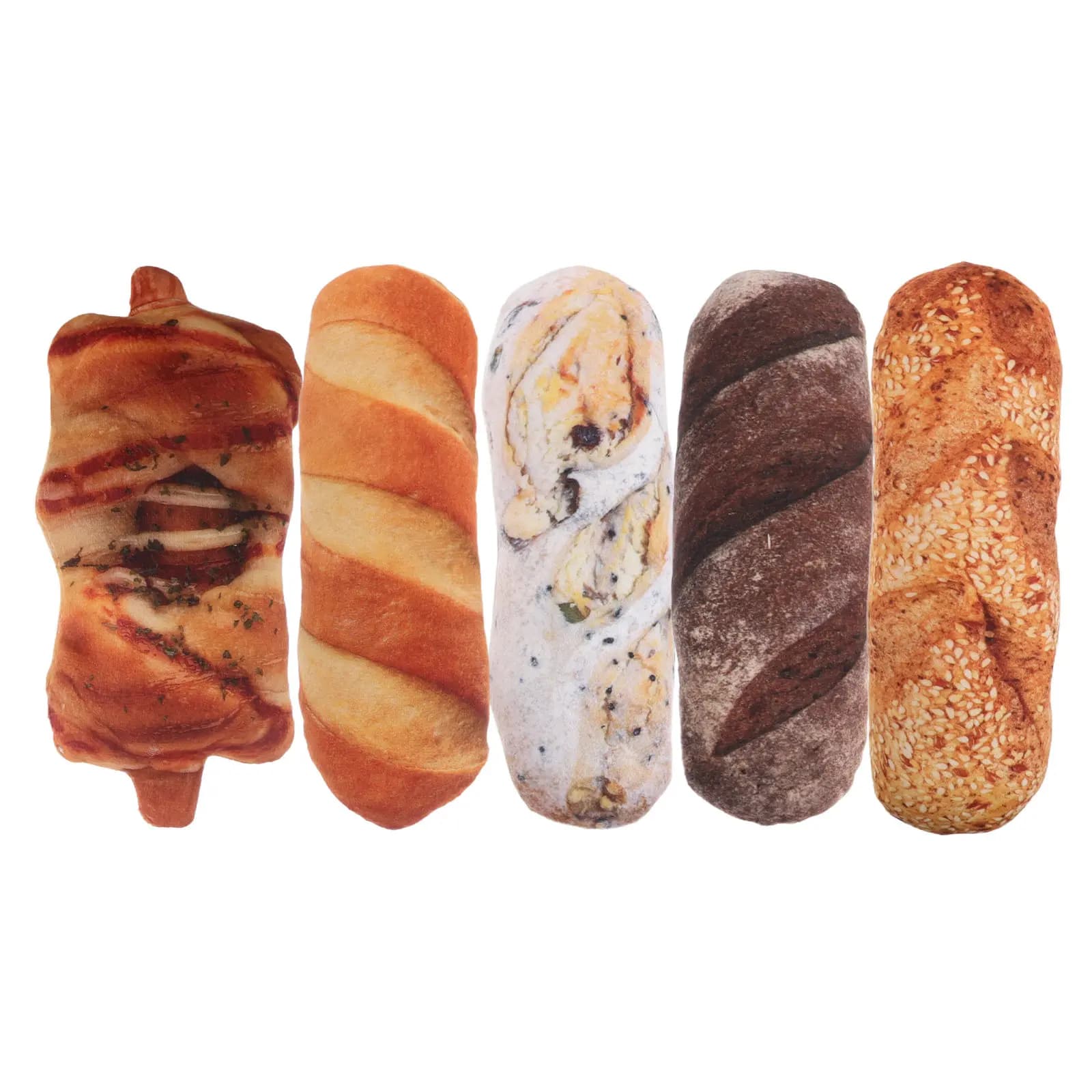Set di 5 Cuscini Realistici a Forma di Pane, Cuscini Decorativi per Casa, Ufficio, Divano, Letto, Supporto Lombare da Viaggio, Cuscini da Abbraccio a Forma di Cibo