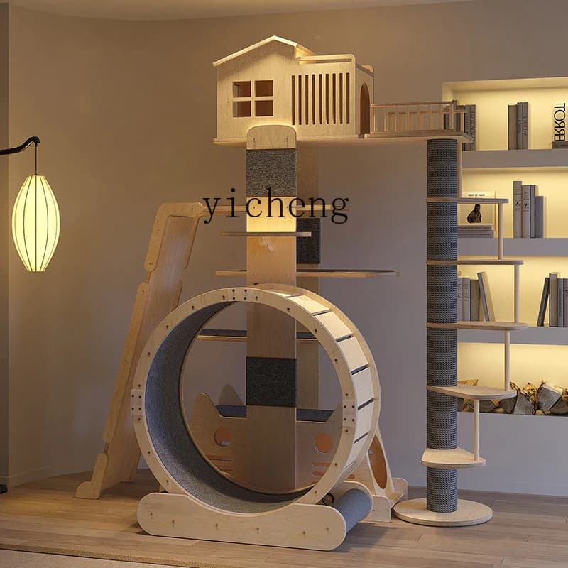 XL tutto in legno massello telaio per arrampicata per gatti grande pilastro Tongtian albero per gatti tiragraffi integrato villa per gatti
