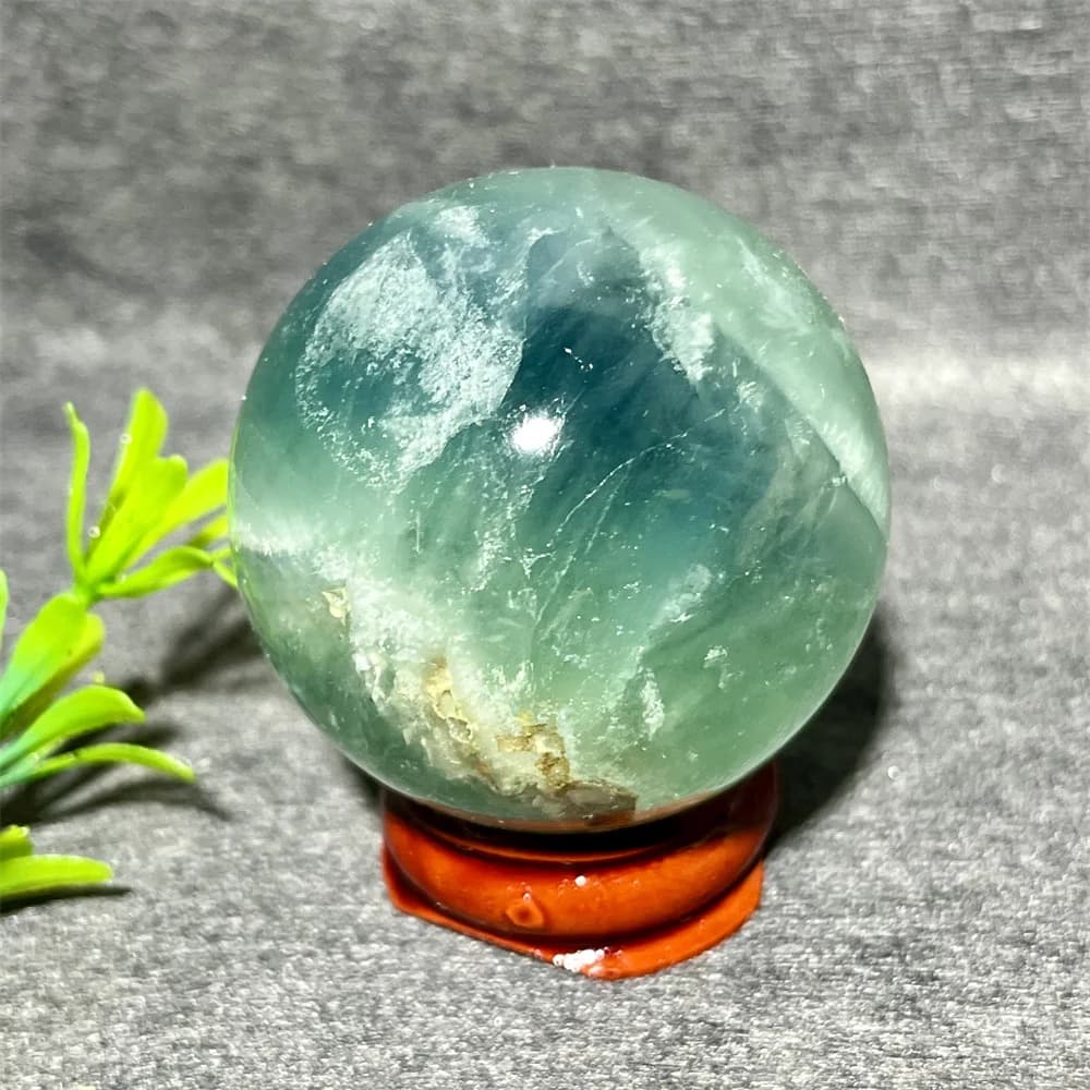 Sfera di Fluorite di cristallo naturale palla arcobaleno pietra trasparente quarzo spirituale minerali Reiki guarigione decorazione della casa + supporto