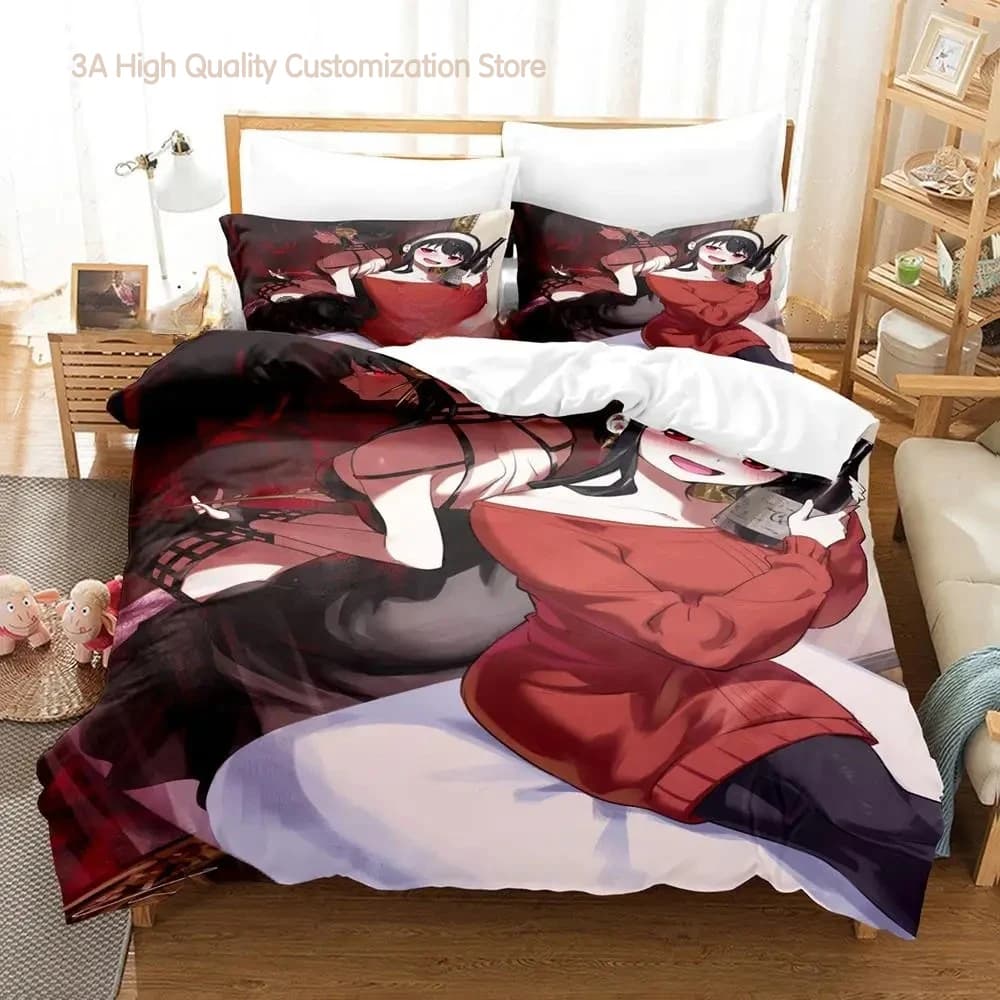 Spy Family Yor Forger Set biancheria da letto Singolo Twin Full Queen King Size Set letto per ragazzi adulti Set copripiumino per camera da letto Anime Lenzuolo