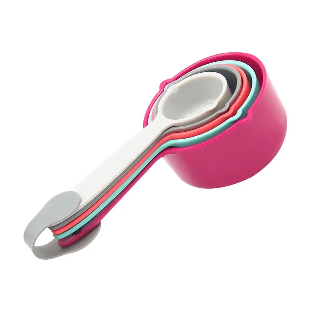 Set di 5 cucchiai dosatori in plastica, tazze dosatrici da 250 ml, 125 ml, 80 ml, 60 ml, 30 ml, utensili da cucina per versare liquidi, cucchiaio per latte in polvere
