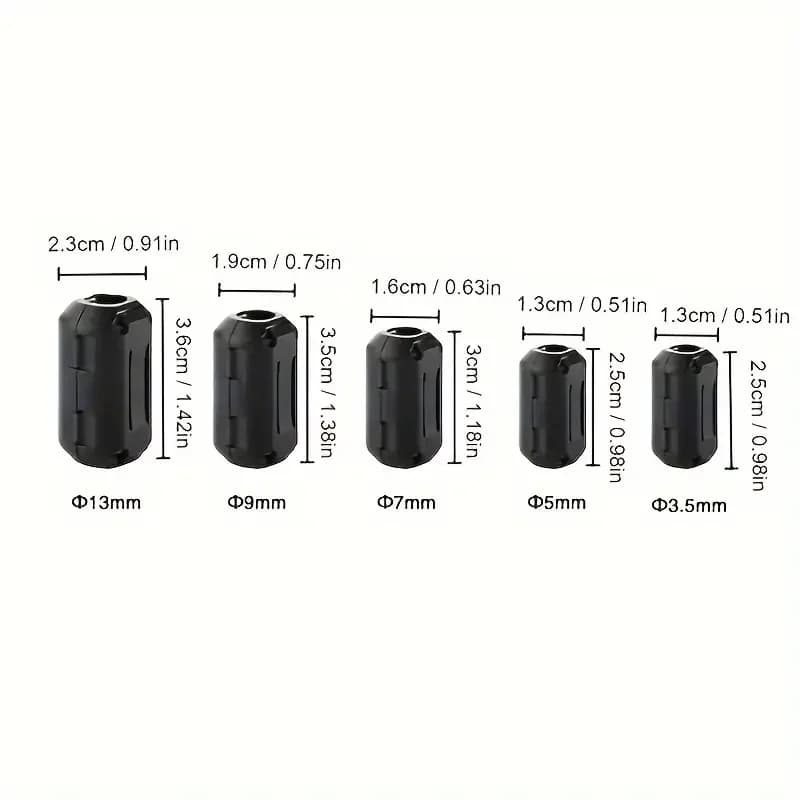 6/10PC Snap Magnetic Ring Ferrite Filter For Cable Shield Removable EMC Inner Diameter 5mm 7mm 9mm 11mm 13MM Degaussing Filter