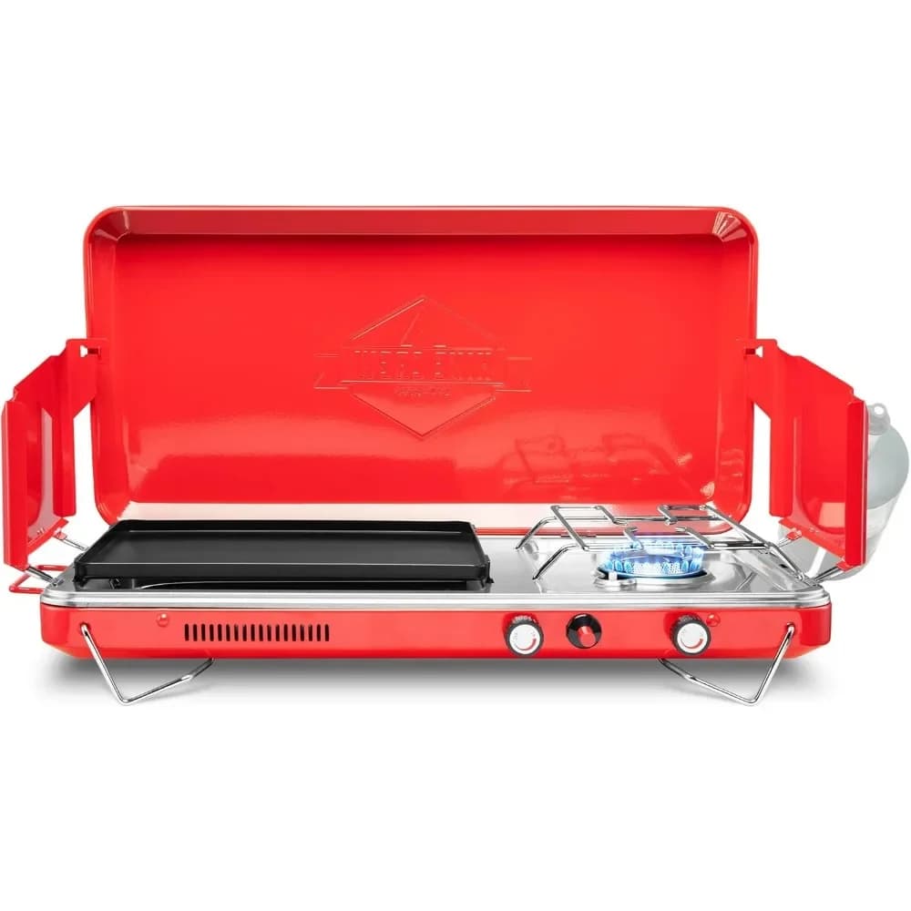 % a gas camping stove 2 in 1 | Portable burner for grill / propane stove with integrated lighter and stainless steel tray