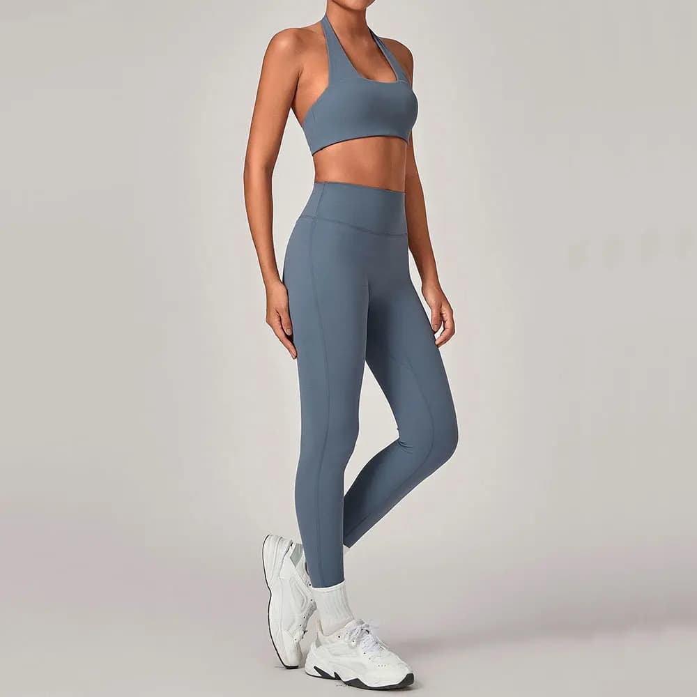 Completo Yoga Donna 2 Pezzi: Set Allenamento Asciugatura Rapida, Leggings Vita Alta Push-Up e Reggiseno Sportivo Sexy per Palestra e Corsa