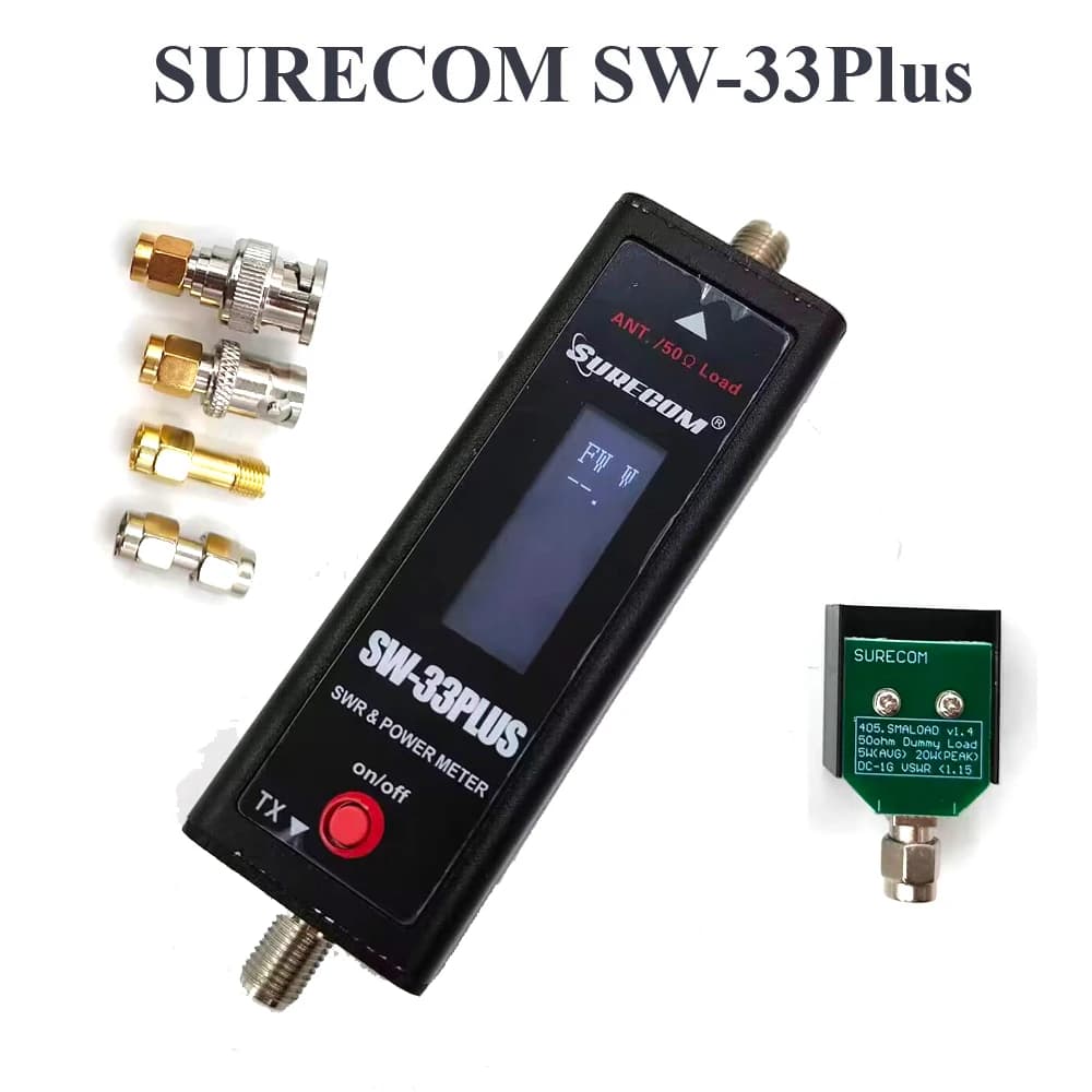 SURECOM SW-33Plus Mini misuratore di potenza e SWR da 100 W VHF UHF 125-525 MHz con adattatore per walkie-talkie