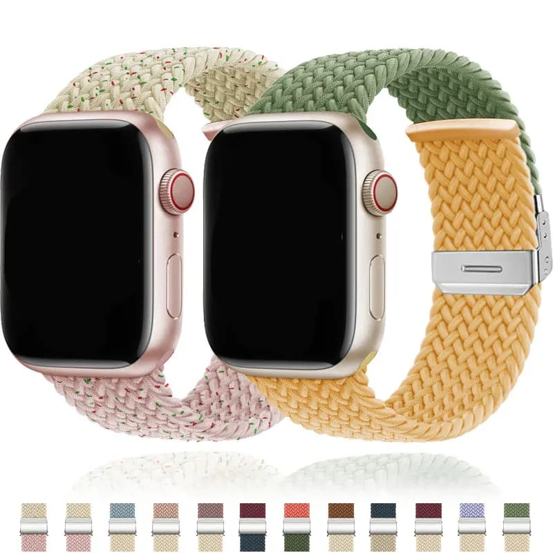Braided Stretchy Band for Apple Watch Strap 49mm 45mm 44mm 42mm 41 40mm 46mm Nylon Bracelet iWatch Ultra Se Serie 10 9 8 7 6 5 4