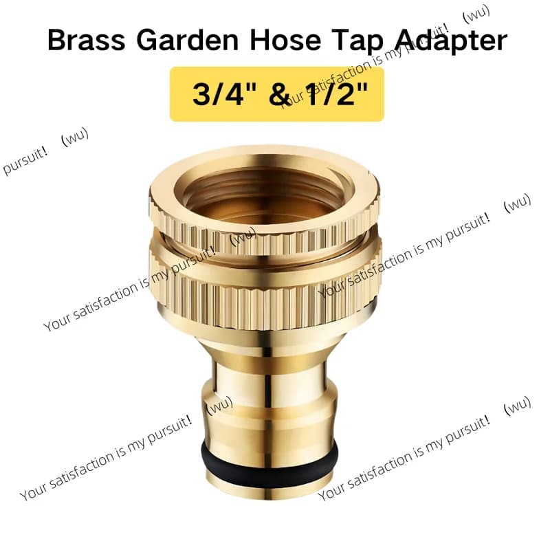 Brass Garden Hose Tap Adapter 3/4" & 1/2" Threaded Faucet Quick Connector Water Pipe Fitting for Irrigation, Car Wash, Home Use