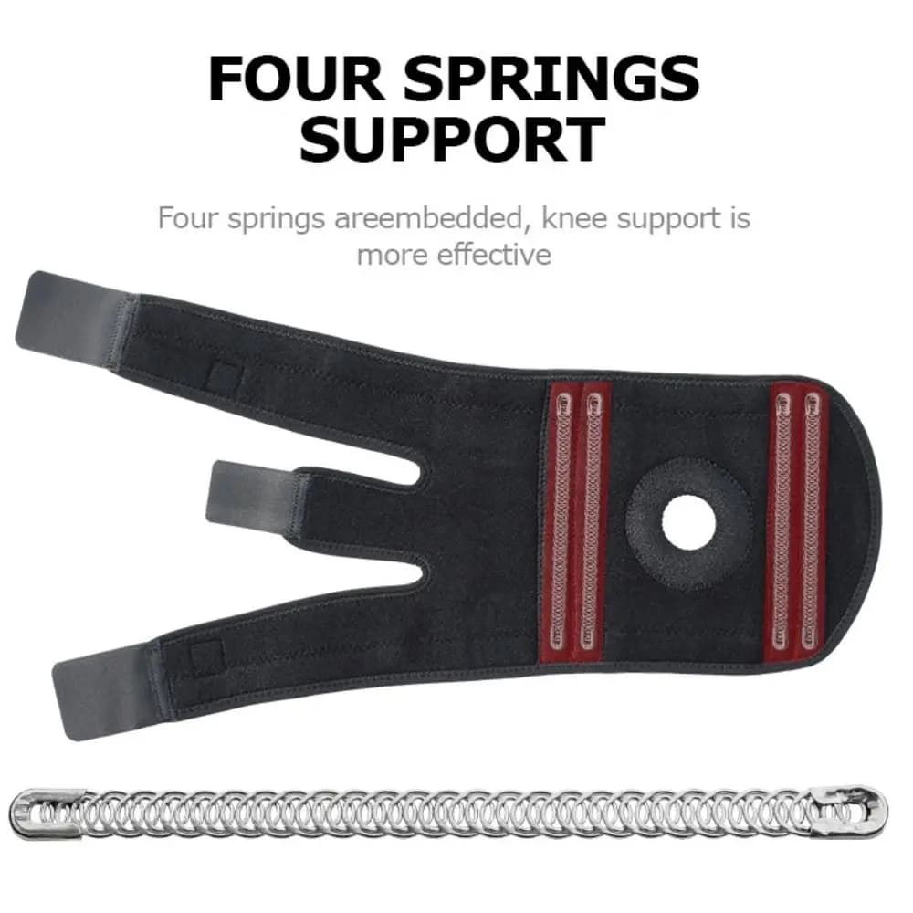 Ginocchiera sportiva a 4 molle Patella Assorbimento degli urti Striscia in silicone antiscivolo Protezione per tutore per gamba Ginocchiera elastica per fitness di sicurezza