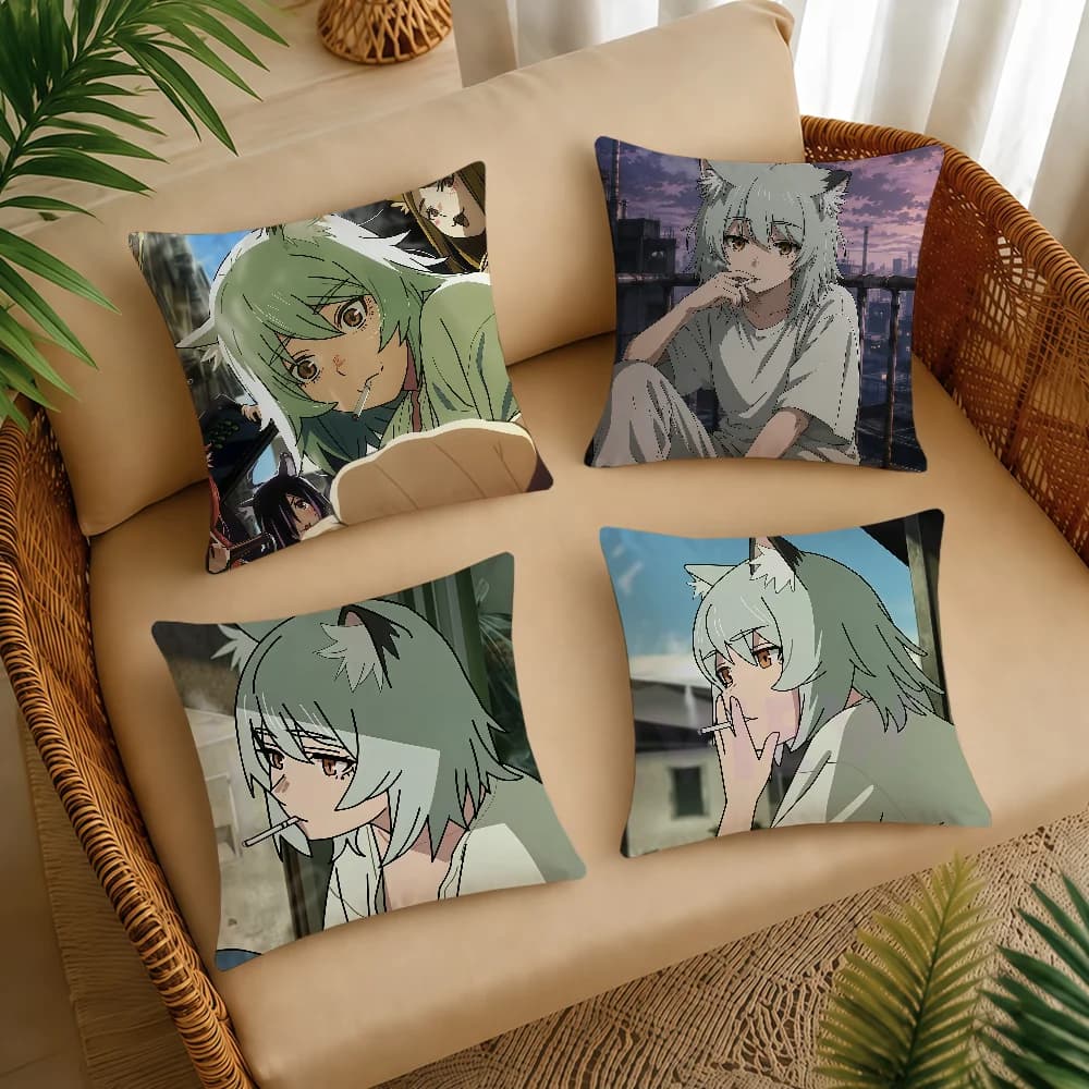 Y-YaniS N-NekoS Cushion Cover Square Decorative Throw Pillow Case Sofa Bed Living Room Anniversary Gifts