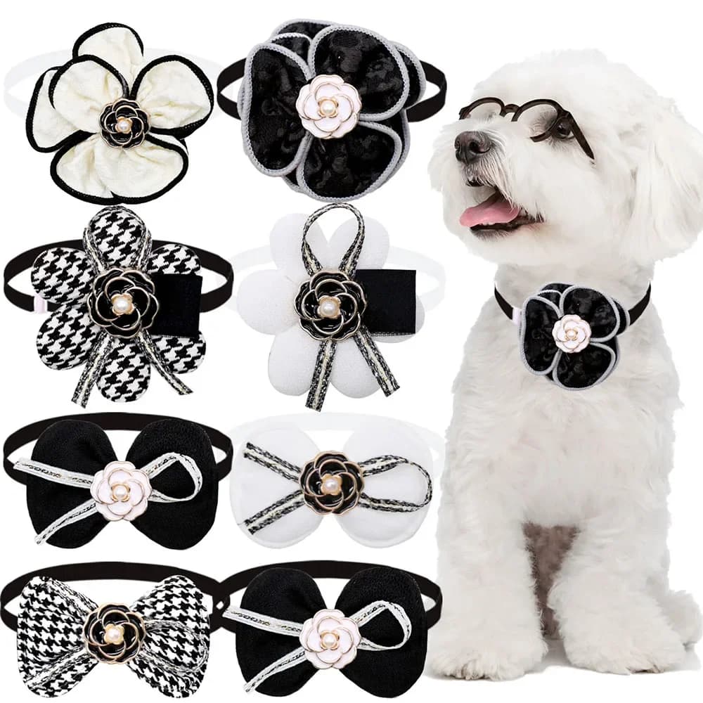 30 pz Piccolo Cane Gatto Papillon Delicato Nero Bianco Papillon Cravatte Per Cani Festa Pet Toelettatura Prodotti Per Cani Per Cani di piccola taglia