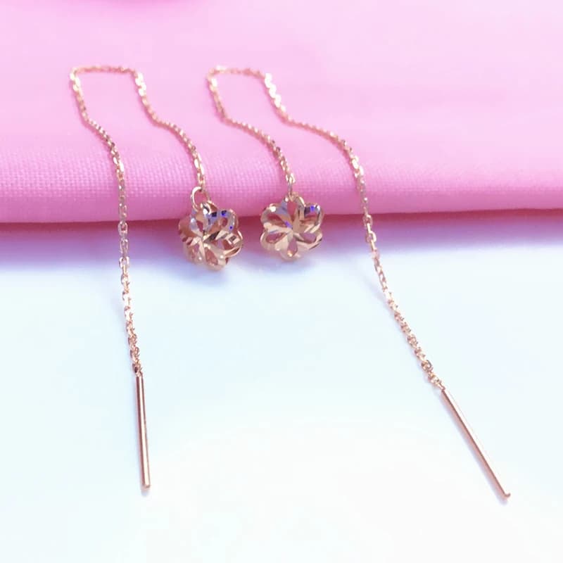 585 orecchini a fiore vuoto in oro rosa 14 carati placcato oro viola per le donne regalo di gioielli per feste di lusso classico leggero