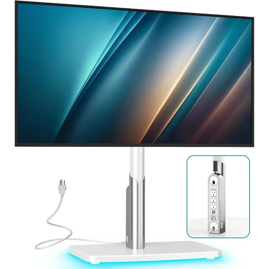 Universal TV stand Table TV stand with built-in power socket for 5090 inch OLED LED monitor 9 level height adjustment with Am