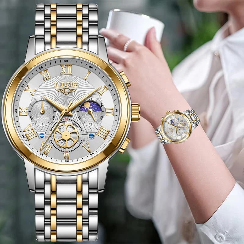 2024 LIGE Top Luxury Women's Watch Wrist Watch Creative Steel Women's Watch Fashion Waterproof Relogio Female
