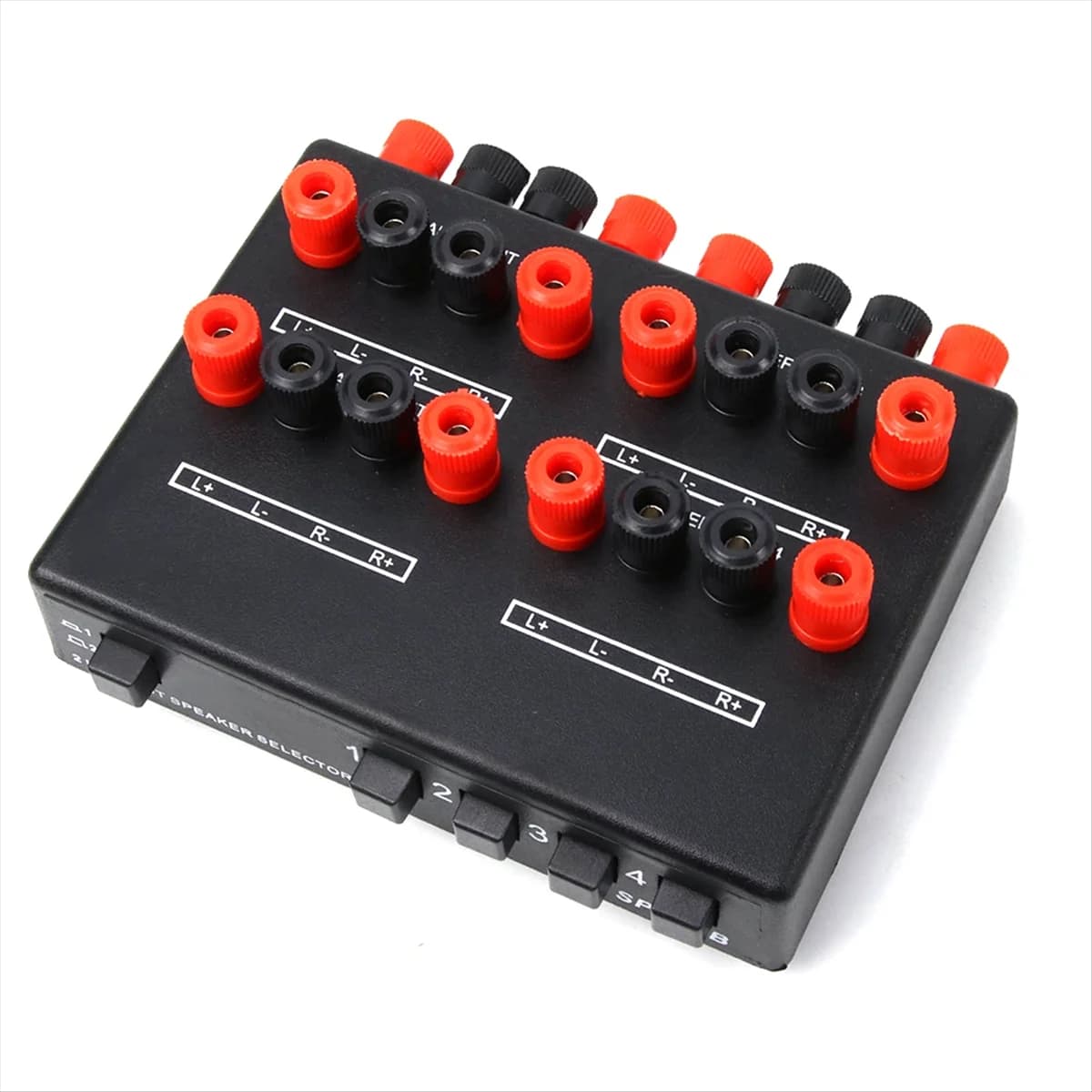 Mini 2-IN-4-OUT Stereo Audio selettore amplificatore Switcher Box altoparlante Splitter SP-24B scatola selettore altoparlante