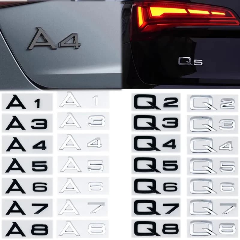 Emblemi 3D in ABS per A1 A3 A4 A5 A6 A7 A8 Q2 Q3 Q4 Q5 Q6 Q7 Q8, Adesivi per Bagagliaio Posteriore Auto, Accessori