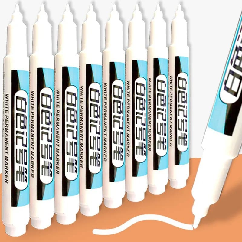 1Pc 0.7/1.0/2.5MM Pennarello Permanente Bianco Pennarello per Pittura Impermeabile Per Legno Roccia Plastica Vetro Pietra Metallo Rifornimenti di Arte