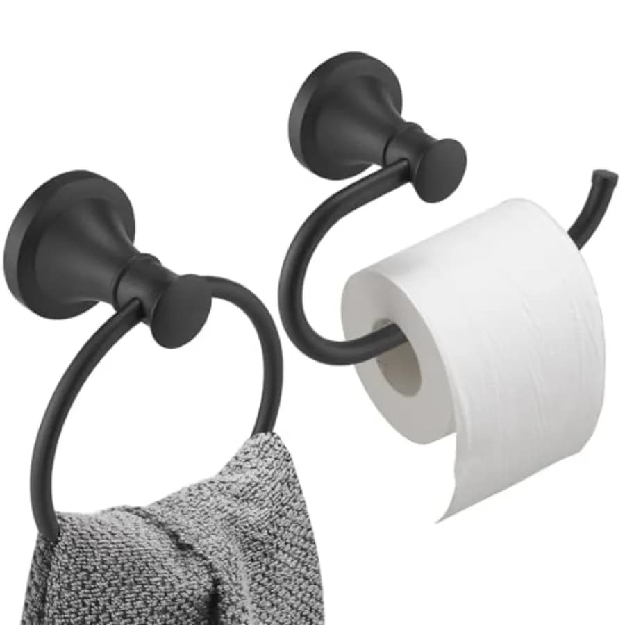 Set da bagno, accessori da bagno a parete, porta rotolo di carta igienica, portasciugamani, anello porta asciugamani, porta carta igienica, 2 pz