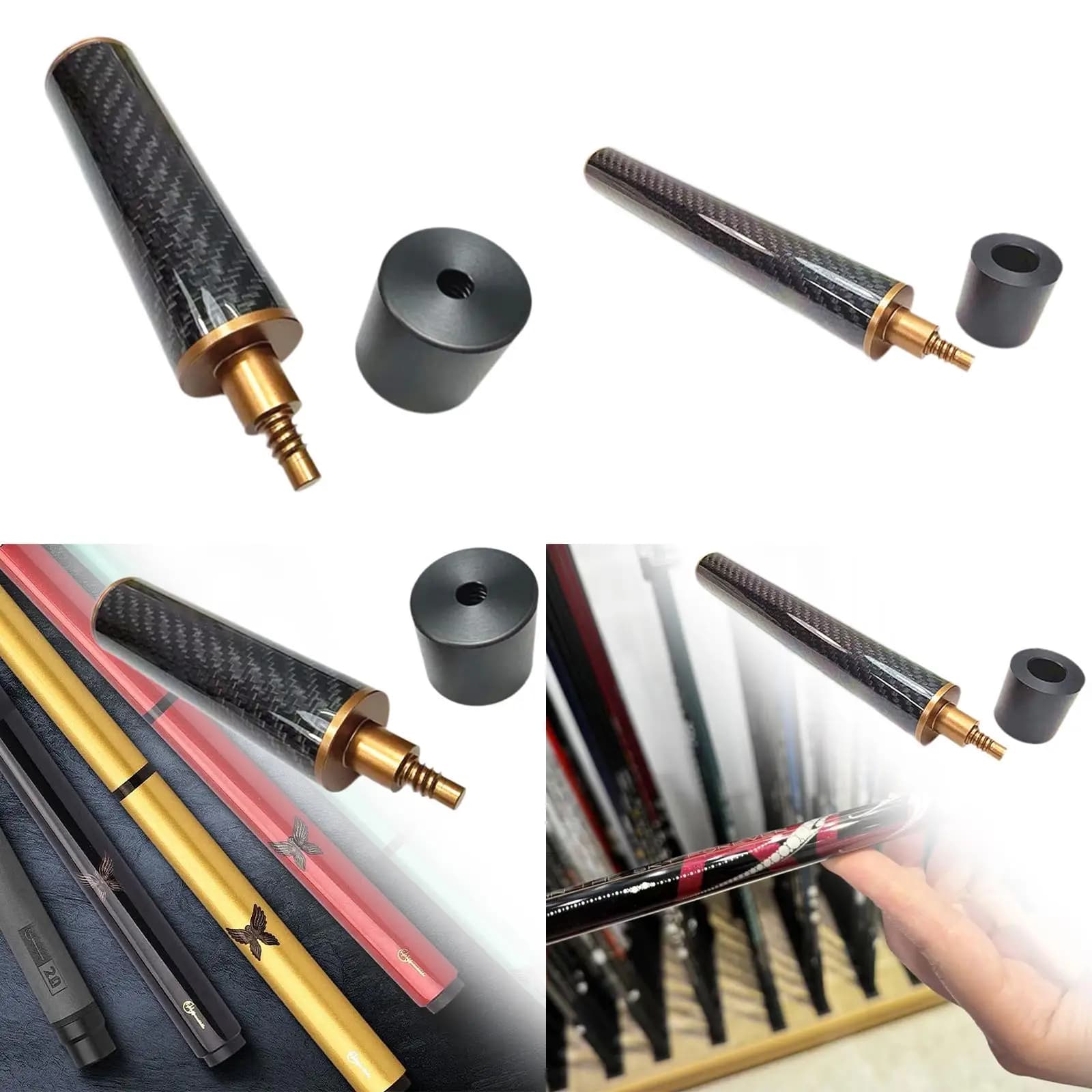 Accessorio per stecca divisa in lunghezza regolabile per stecca da biliardo in fibra di carbonio per pratica di bar domestico per adulti