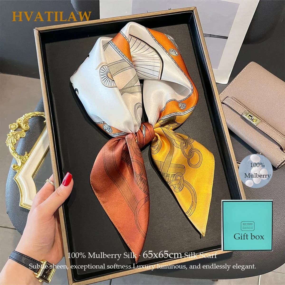 100% Real Silk Silk Scarf Women Mulberry Silk Kerchief Fashion Versatile Luxury High Quality Scarves Sun Protection Shawl Wrap