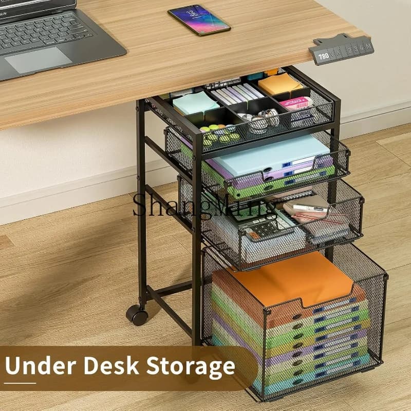 SM Office Carrello multifunzionale in metallo Cassetto portaoggetti Ruota per file a rulli Cartella sospesa Rack di stoccaggio