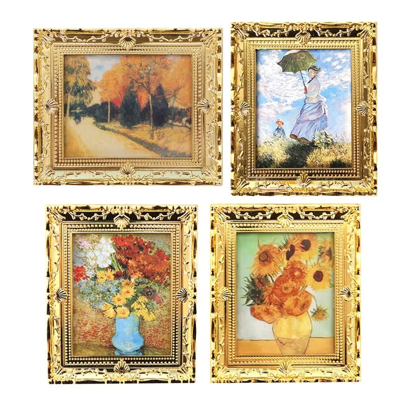 Fotografie in Miniatura Incorniciate, Dipinti a Olio, Giocattoli Vintage, Ornamenti per Casa delle Bambole 1:12, Quadri da Parete | Accessori per Bambole | Miniature di Casa
