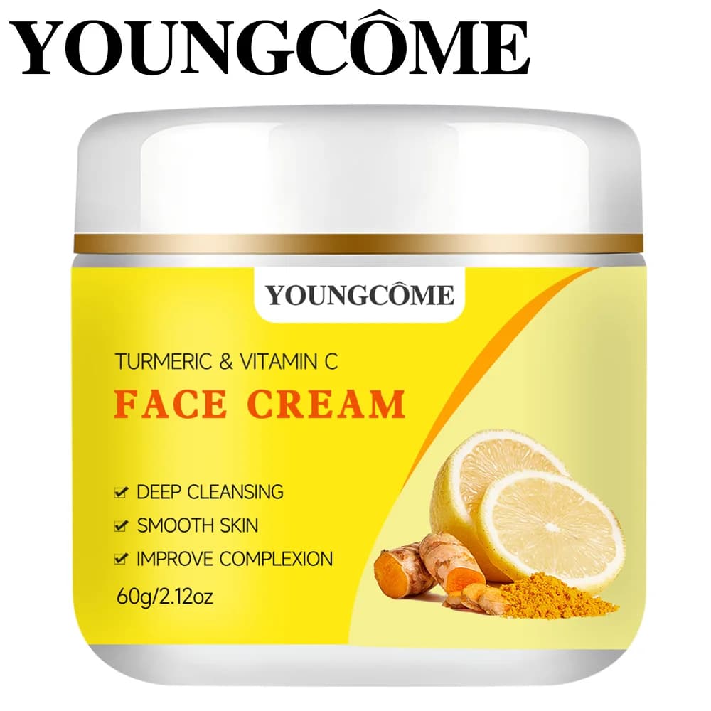 YOUNGCOME Face cream moisturizing and firming to the turmeric + vitamin C, the skin feels visibly younger, repairs dry skin