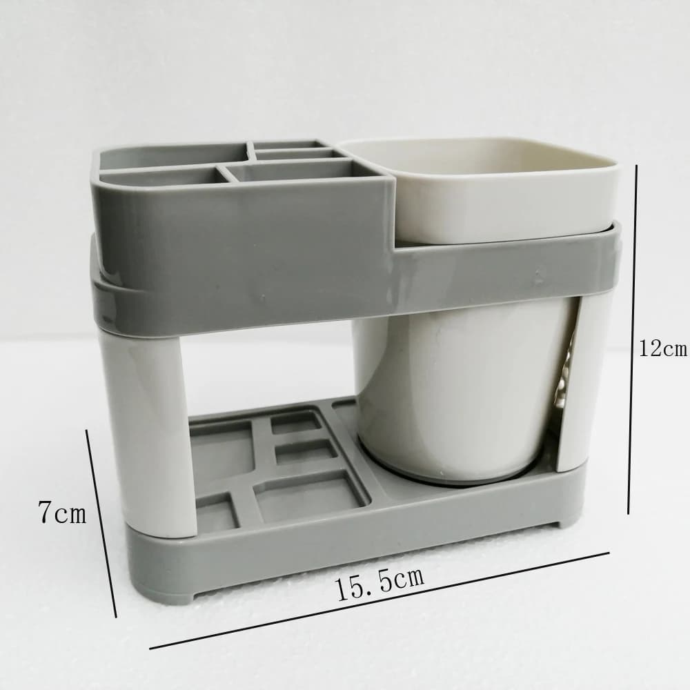 1 tazza / 2 tazze Spazzolino da denti Supporto per supporto per dentifricio Organizer da bagno in plastica bianca