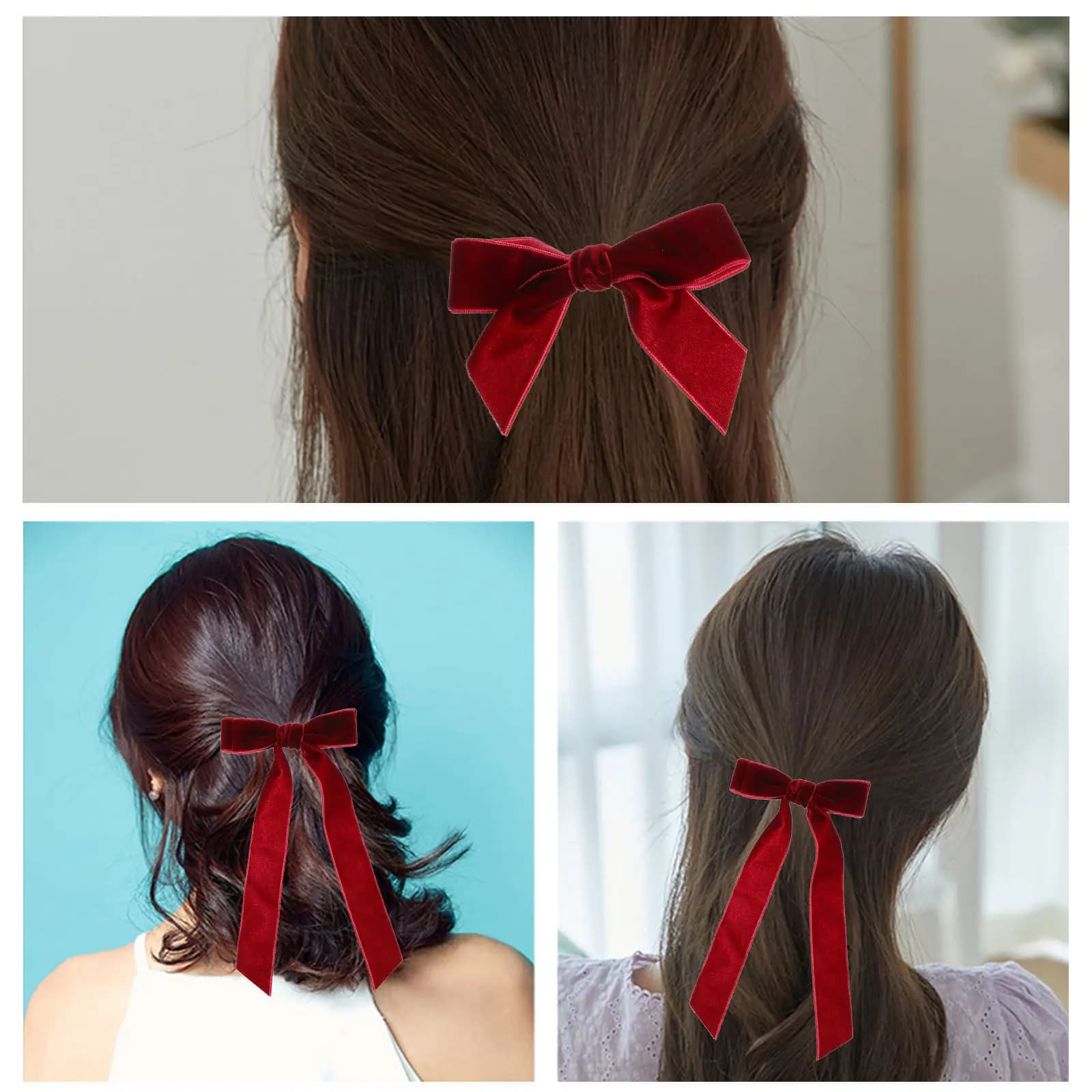3 fermagli per capelli con fiocco, stile principessa dolce, morbidi e confortevoli, design con clip superiore, per ragazze e donne, per tutti i giorni, casual, feste, matrimoni, vacanze