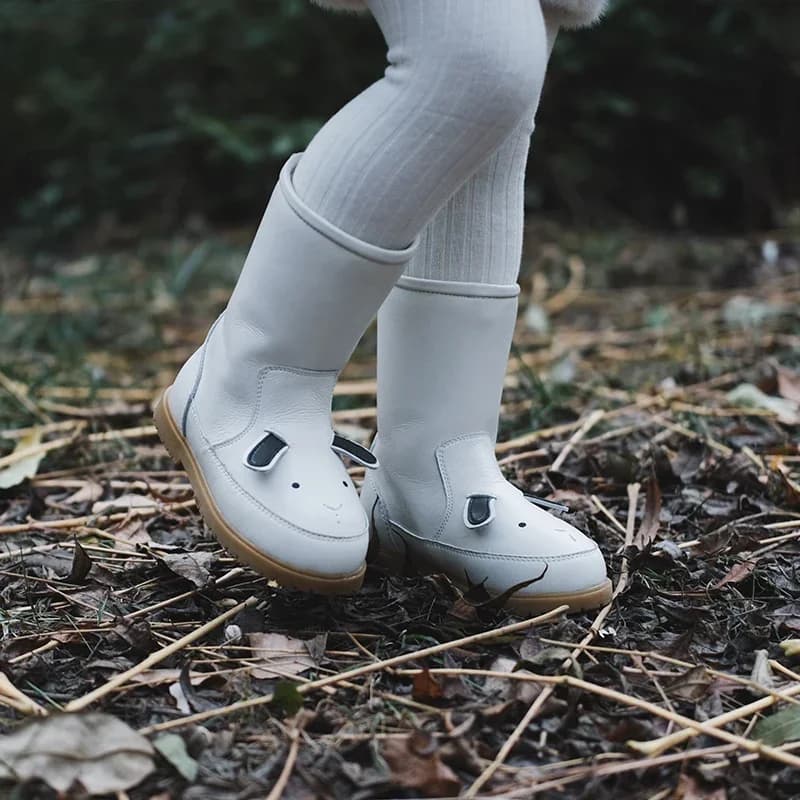 Animali dei cartoni animati Stivali da neve per bambini Scarpe per bambini in vera pelle di coniglio inverno Caldo peluche Ragazze Scarpe da ginnastica carine Stivali casual da ragazzo