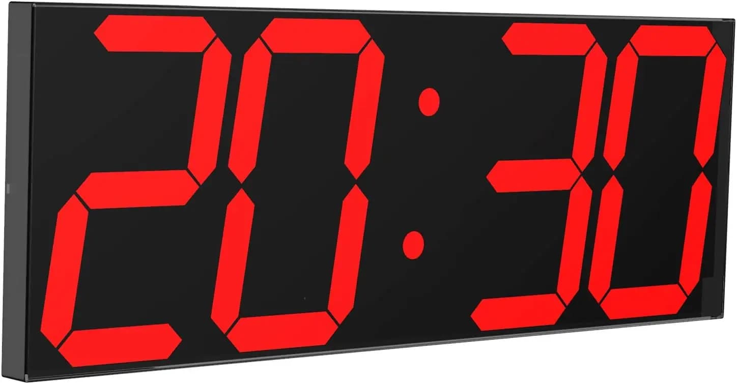 Large Digital Wall Clock with Remote Control, Timer, Dimmer Automatic, Calendar and Thermometer - Red LED Display