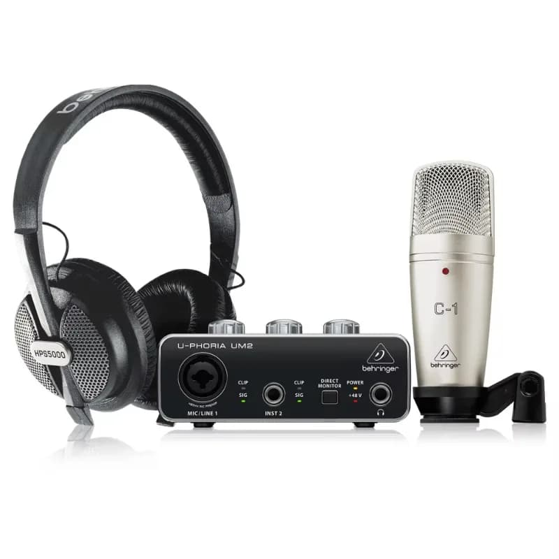Behringer U-Phoria Studio: Bundle Completo per Registrazione con Interfaccia Audio USB, Microfono a Condensatore e Cuffie da Studio