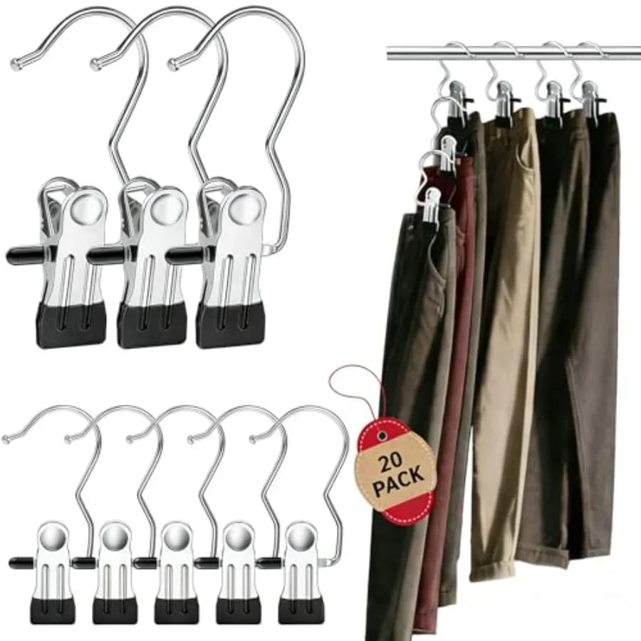 Clip appendiabiti in metallo resistenti, singoli, per armadio, stivali, guardaroba, viaggi, sciarpe, calze, guanti, cappelli