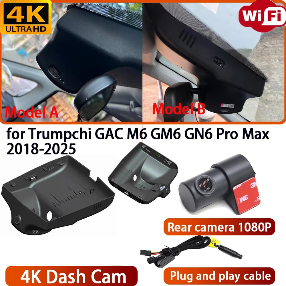 for Trumpchi GAC M6 GM6 GN6 Pro Max 2018-2025 Video Recorder 4K DVR Dash Cam Wifi OEM Camera 170° Wide Angle Loop Recording