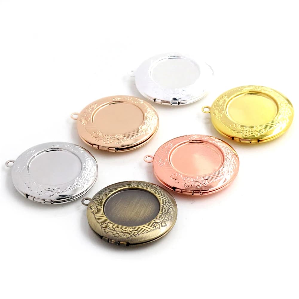 2pcs Interno 20mm Foto Locket Pendenti Con Gemme E Perle Dei Monili Vassoio Del Pendente Del Locket per il FAI DA TE Cabochon Photo Essenziale Diffusore di Olio Collana