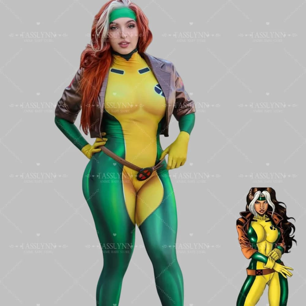 Anna Marie Rogue Cosplay X Uomo Cosplay Tuta Stampa 3D Costume Adulto Zentai Suit Halloween Party Costume Donna Ragazza
