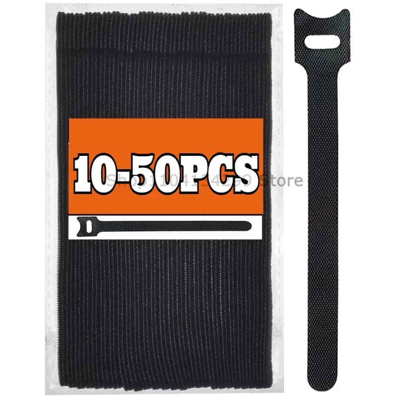 10-50 pezzi fascette per cavi organizer regolabile cinturino con fibbia a T cinturino ad anello in nylon cavo dati nero fascette per gestione cavi autoadesive