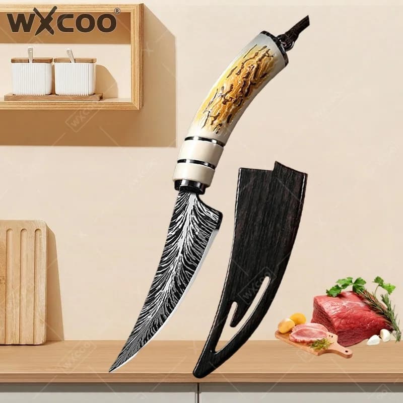 Coltello da Chef WXCOO ad Alta Durezza, Forgiato, per Disossare, Affettare Frutta e Carne, con Copertura in Acciaio Inossidabile