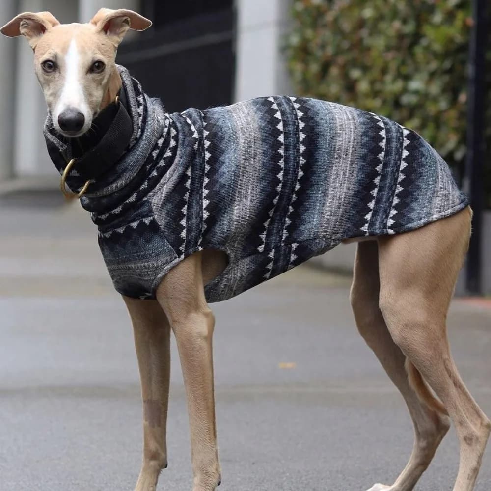 Maglione caldo per cani con stampa natalizia, gilet senza maniche per cani di taglia grande Whippet - Facile per la vita all'aria aperta dei cuccioli, abiti di design con collo di tartaruga per cani