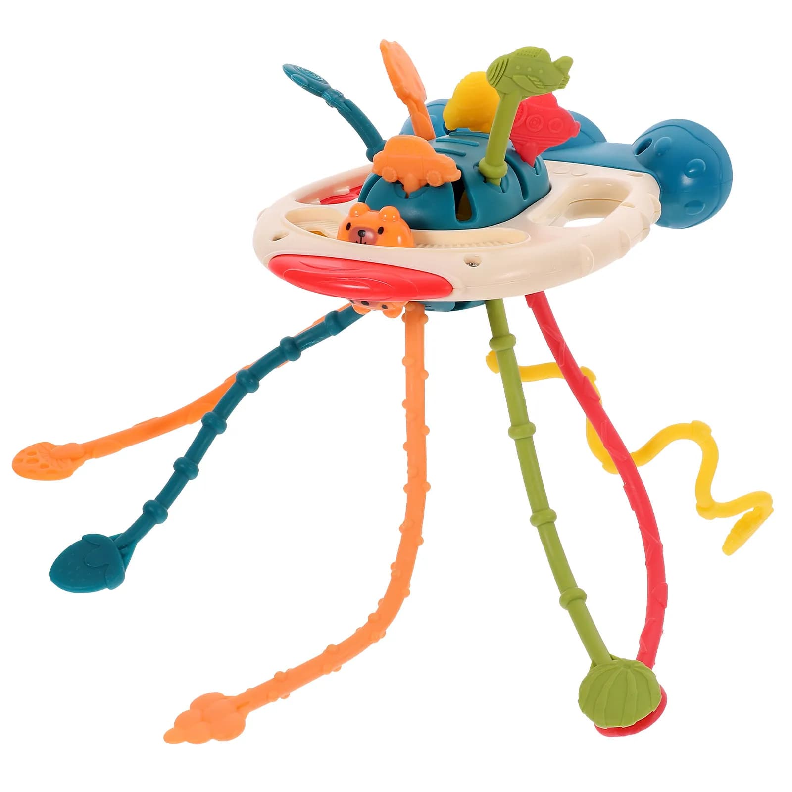 Massaggiagengive Sensoriale per Neonati con Cordino, Realizzato in Silicone Alimentare Inodore, Impugnatura Antiscivolo, Migliora il Riconoscimento dei Colori per Bambini