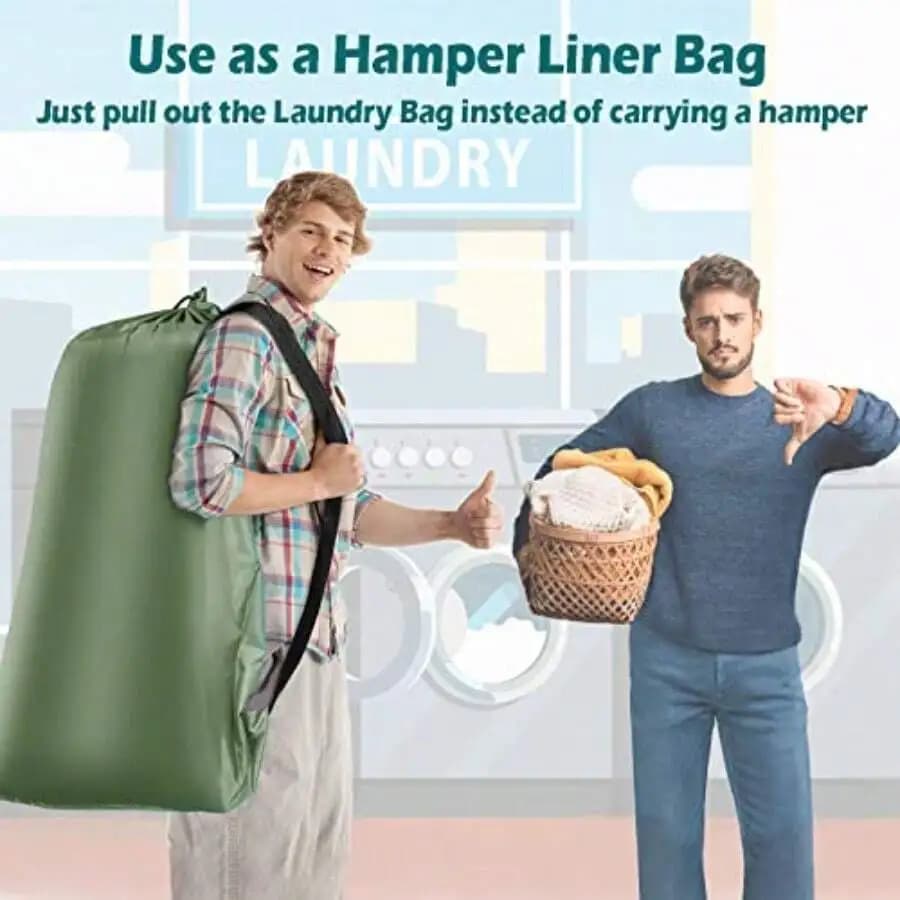 Heavy Duty Laundry Bag 2 Pack XL Nylon Laundry Bags With Straps Washable Large Dirty Clothes Organizer With Drawstring Closure