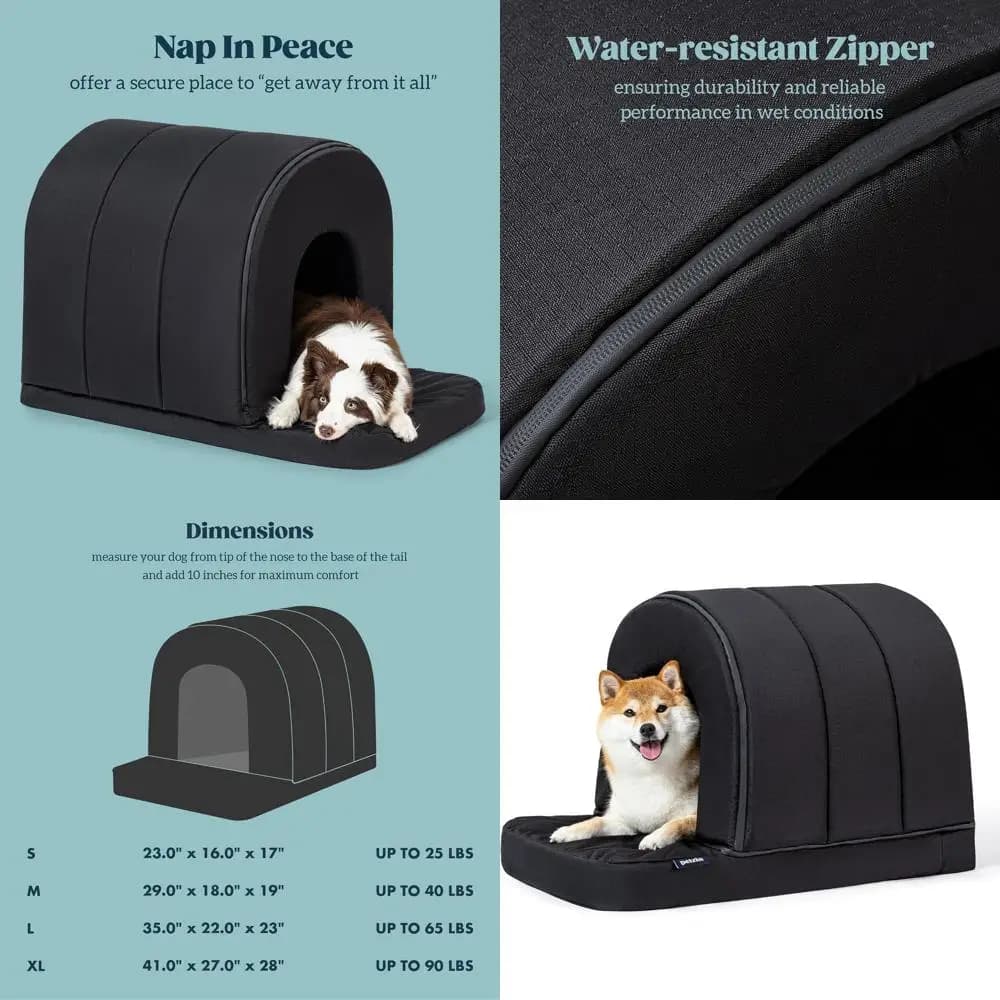 Cuccia per Cani Impermeabile da Esterno con Veranda, Schiuma a Nido d'Ape per Interni, Rinfrescante, Lavabile, Ideale per Razze Medie, Gabbia da 30 Pollici, 29x18