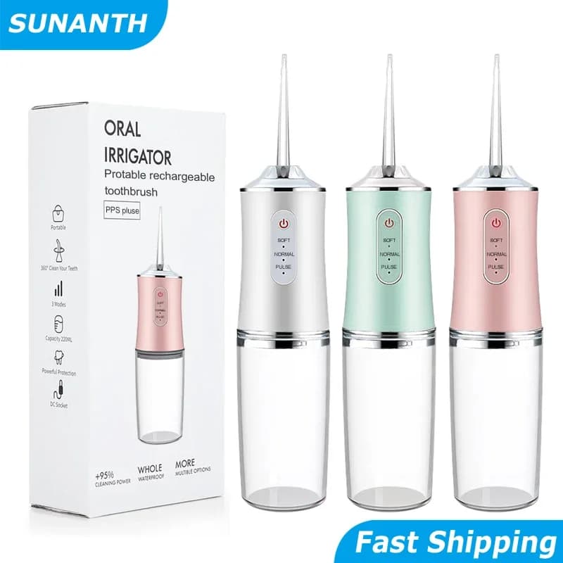Portatile Dentale Acqua Flosser Irrigatore Orale USB Ricaricabile Acqua Filo Interdentale Jet Pick 4 Punte 220ml Bocca lavatrice