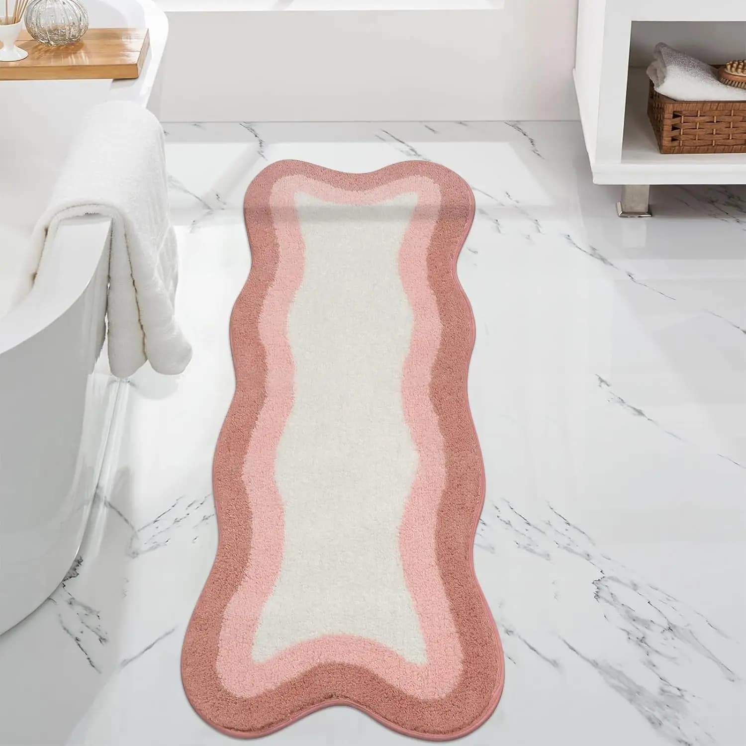 Tappeti da bagno 18x47 pollici, tappeto lungo antiscivolo, grazioso tappetino da bagno, morbido tappetino da doccia di lusso in microfibra lavabile in lavatrice