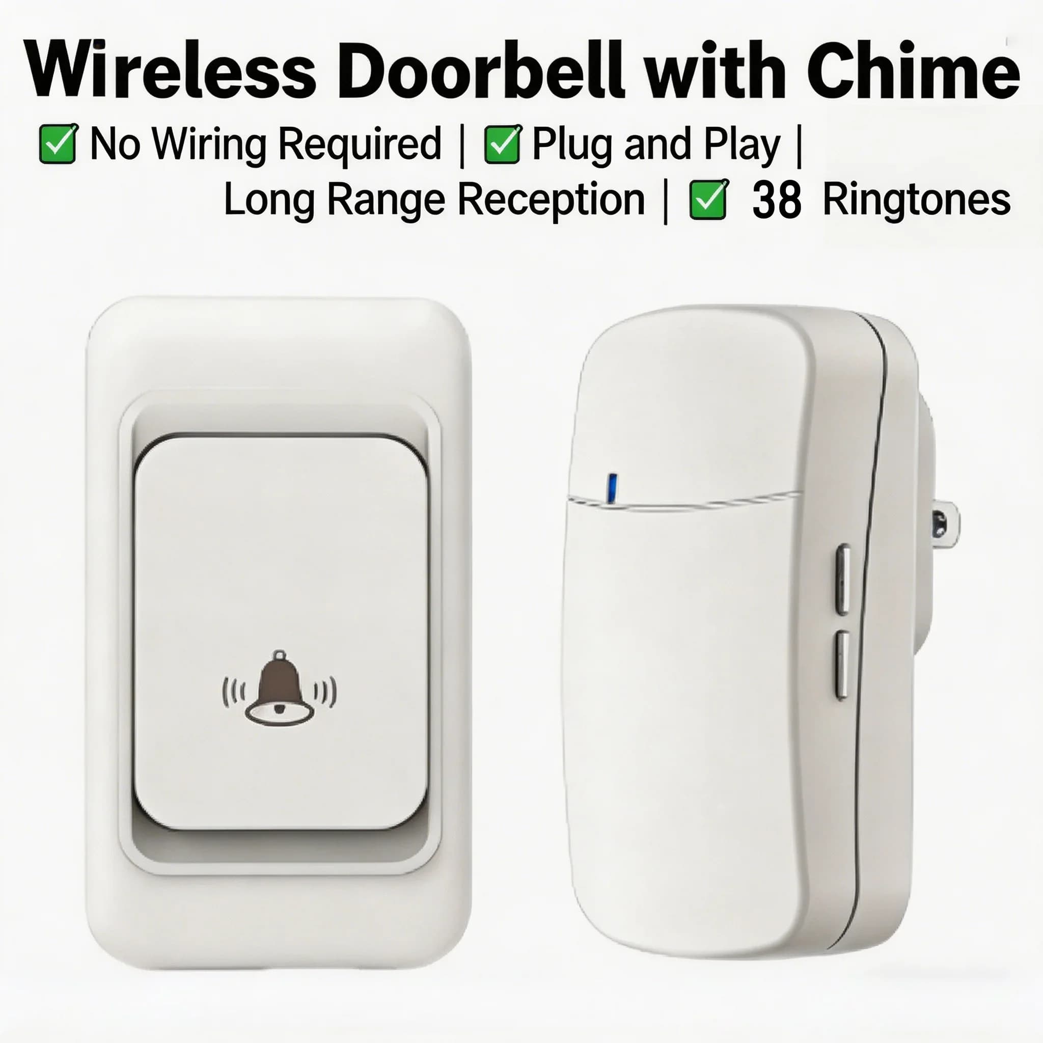 Campanello Digitale Wireless per Anziani e Bambini, a Lungo Raggio, Senza Fili, per Casa, Assistenza Anziani, Monitor Bambini