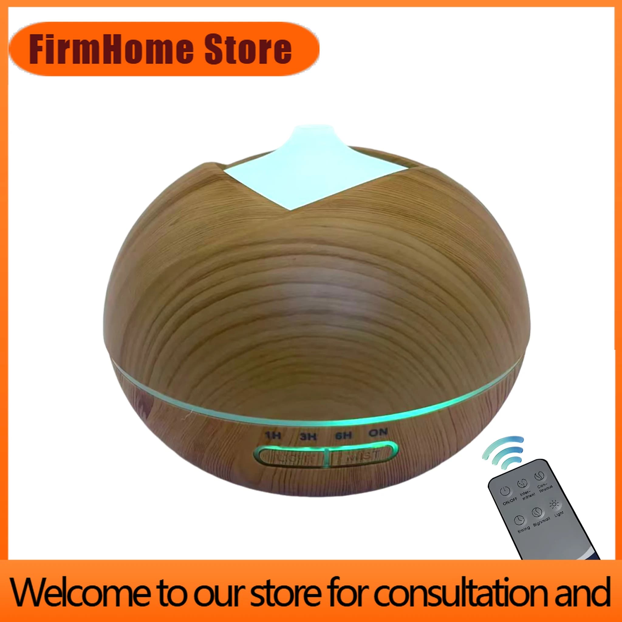 FirmHome Store500ml Essential Oil Diffuser Wood Grain Ultrasonic Humidifier 7 Colors LED Light 4 Timer Auto Shut-off Large Room