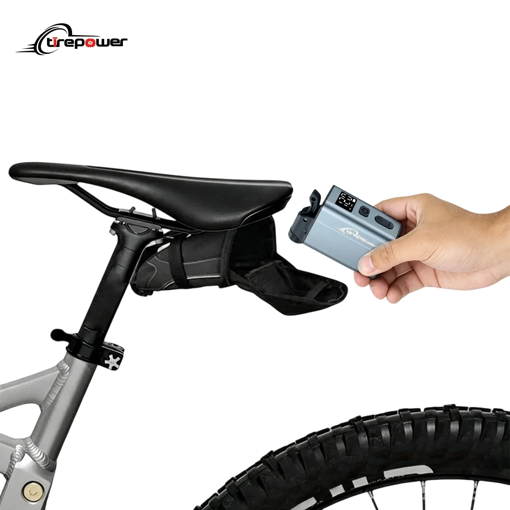 Mini Bicycle Air Pump 120 PSI Portable Smart Electric Bike Tire Pump with Gauge Auto Shut Off with Presta Schrader & Clik Valves