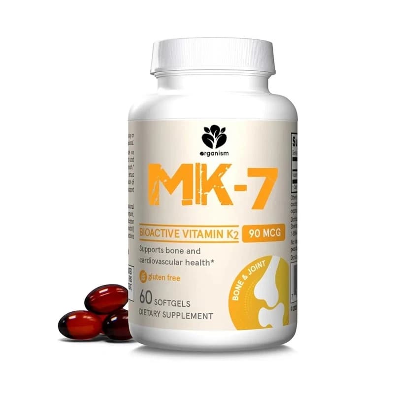 MK-7 90 mcg, bone health promotion, vitamin supplement K2 MK-7, gluten-free, 60 capsules